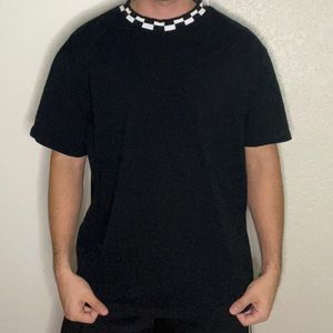 Cotton On Men’s Black Shirt - Mock Neck - Checkered - Loose Fit